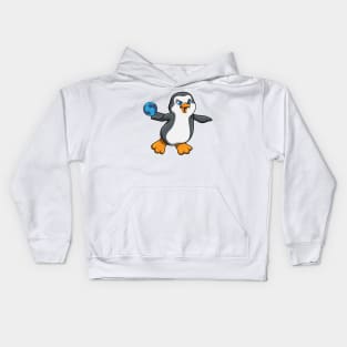 Penguin at Sports with Handball Kids Hoodie